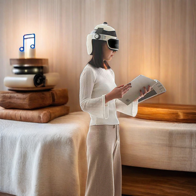 Modos e intensidades ajustáveis Massageador cerebral capacete preto ROHS