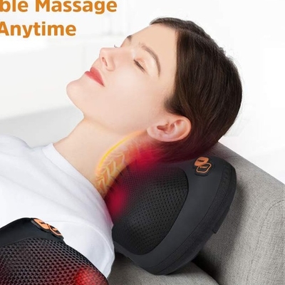 24W almofada de pescoço de viagem massagista almofada de pescoço vibratória preta com calor