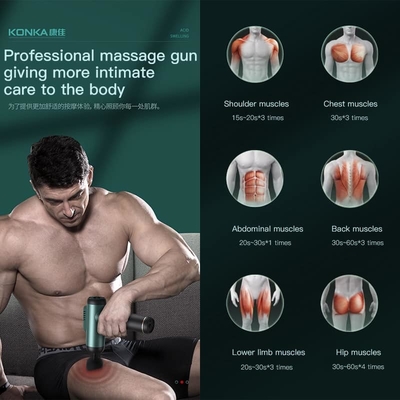 Pistola de massagem profissional e potente com 99 velocidades e 8 cabeças de massagem
