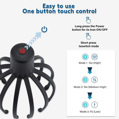 Adequado para cabeça / escalpe correia ajustável Octopus garra massagista de escalpe com logotipo de cor personalizado